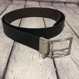 Guess Mens black belt with silver tone hardware Sz 42 🪬 like new!